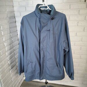 Chaps Men's Size Medium Blue Lined Jacket with Hood Hidden in Collar